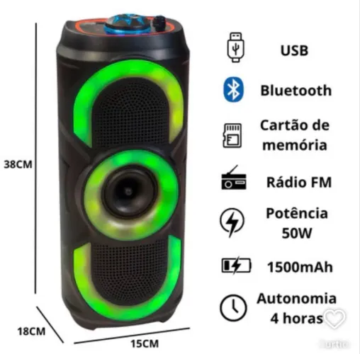Caixa de som 50w Bluetooth USB entregamos