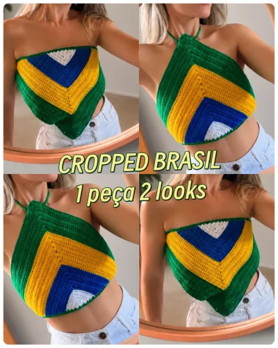 Cropped Brasil crochê 