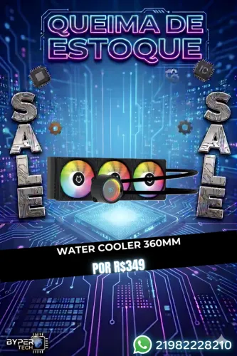 Water Cooler Husky Glacier, Iluminação ARGB, 360mm, AMD e Intel, Preto, Lacrado.