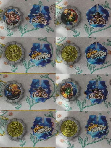 35 Tazos da Coleção Cheetos com Surpresa Piratas Elma Chips 2012 Originais