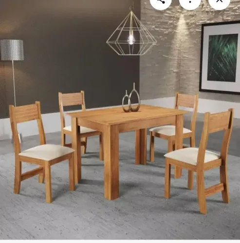 Vende-se conjunto de mesa de madeira com 4 cadeiras na caixa