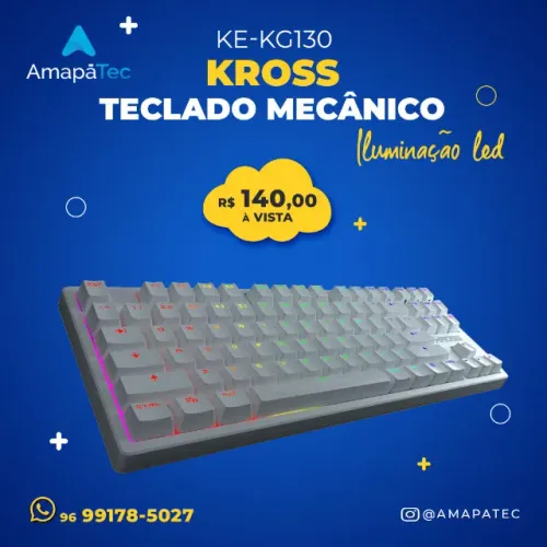Teclado Mecânico Gamer Kross Elegance LED Colorido Switch Azul