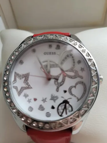 Relógio GUESS pulseira couro vermelha (original)
