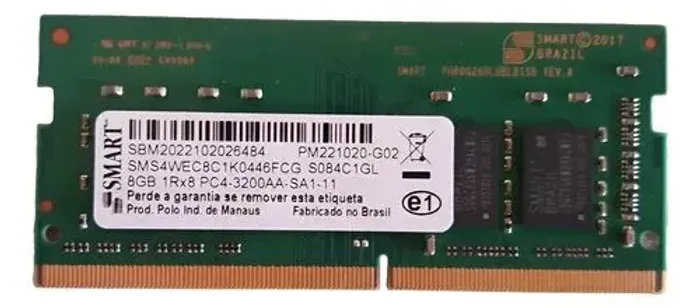 Memória ddr4 8gb smart notebook