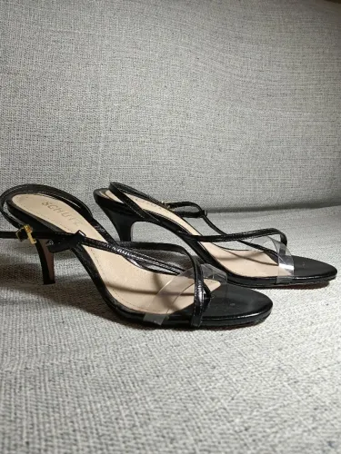 Schutz Sandália Preta de Tiras Finas Original - Tamanho 34 (BRA)