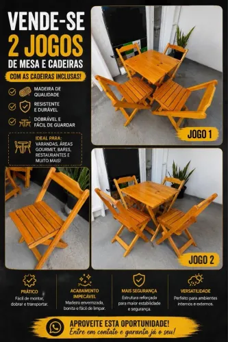 Vende conjunto de cadeiras e mesas