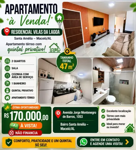 Apartamento à venda no RESIDENCIAL VILAS DA LAGOA, SANTA AMÉLIA, Maceió, AL