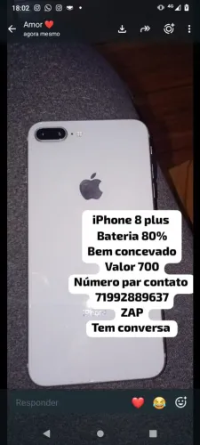 Vendo Celular iPhone 8 Plus, bem Concervado