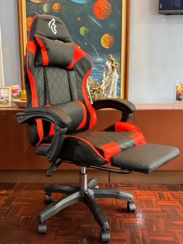 Cadeira Gamer Escritorio Giratória Reclinável Preta Vermelha Fohar