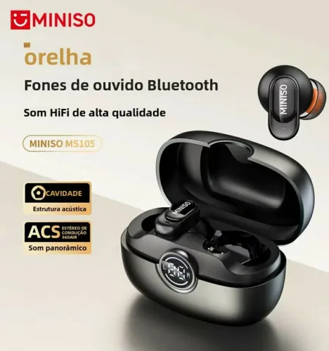Miniso MS 105 Bluetooth fone de ouvido intra-auricular macio sem fio,prova d'água