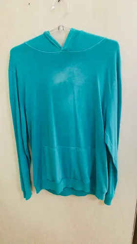 Blusa de Moletom Masculina com Capuz Verde Água 