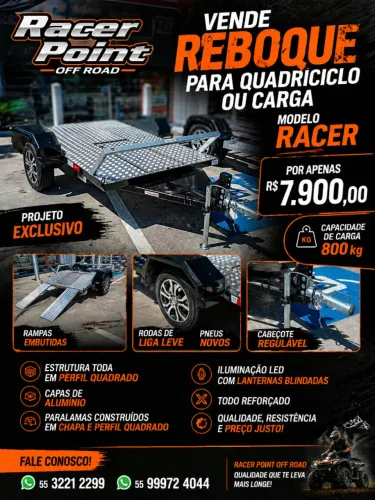 Reboque quadriciclo ou carga com rampa novo 
