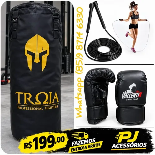 Saco de pancada troya luvas e corda. entrega grátis