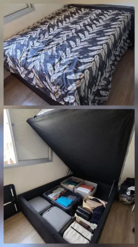 Cama e baú usados em bom estado