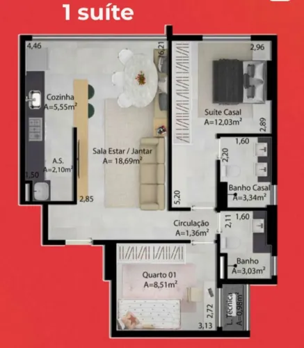 AGIO CULT OXFORD I 1 SUITE I 2 QUARTOS I 66 M² I NASCENTE I 1 VAGA I OPORTUNIDADE I
