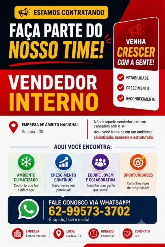 Vaga para venda Interna. 