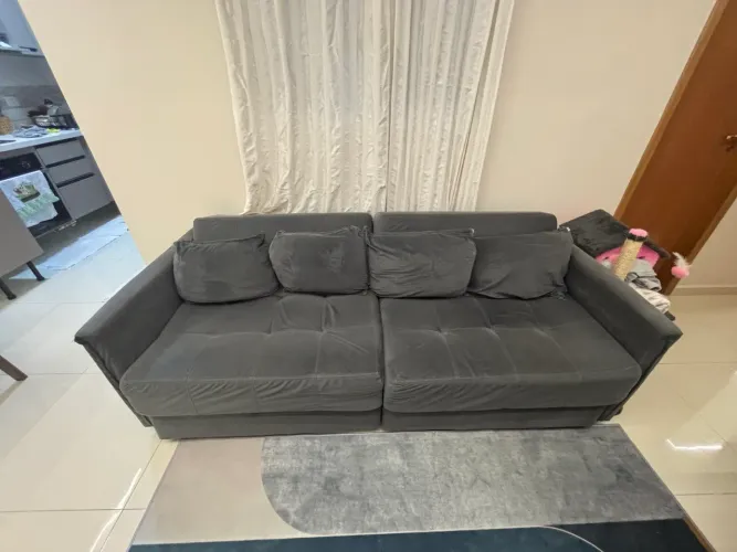 Sofá Cama Retrátil e Reclinável Cinza
