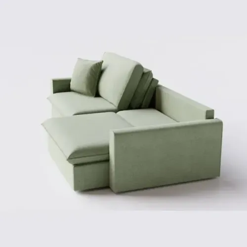 Sofá Cama 3 Lugares Retrátil Verde - em Linho Luxo