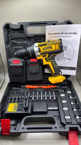 Furadeira Parafusadeira 48V + 2 Baterias + Kit Completo