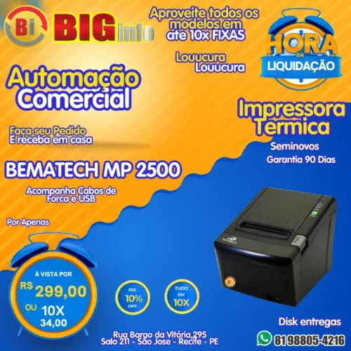 Impressora Termica De Cupom Bematech Mp2500th Usb Não Fiscal
