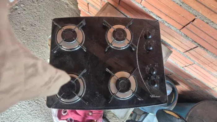 Cooktop a Gás Fischer 4 Bocas Fit Line Trempe Esmaltada Aramado