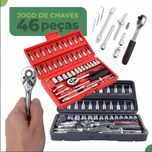 Jogo Soquete 46 Peças Aço CRV 1/4 com Maleta
