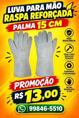 Luva Para Mão Raspa Reforçada 15 Cm