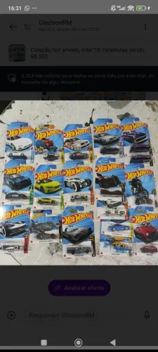 Coleção hot wheels, total 18 miniaturas sendo entre elas 10miniaturas th.