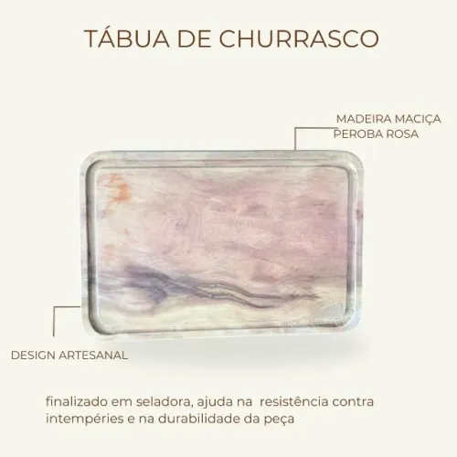 Tábua para corte em madeira maciça peroba rosa- Sob Encomenda