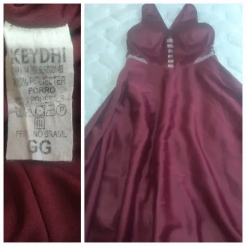 Vestido de Festa Longo Marsala em Cetim - GG