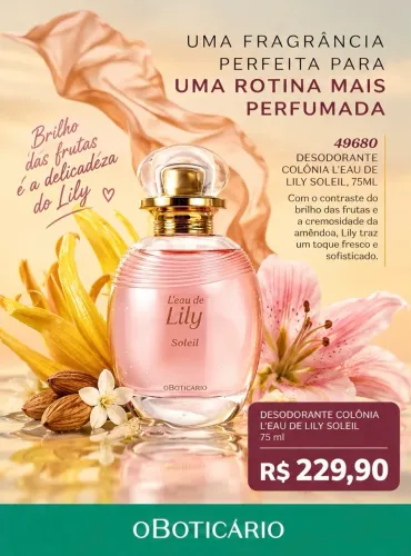 Desodorante Colônia 75ml Lily - Frescor e Sofisticação com Ylang Ylang