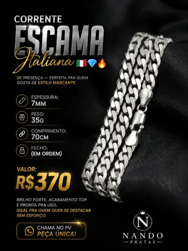 Cordao escama 7mm