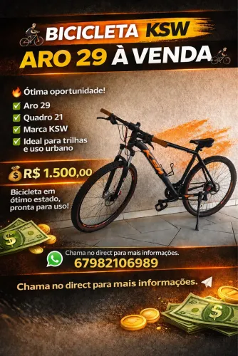 Vende-se bicicleta aro 29, quadro 21 revisada as peças está zera da shimano. 