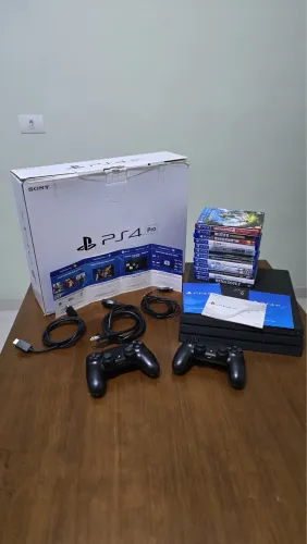 Vídeo Game PlayStation 4 PS4 Pro + 2 Controles + Jogos