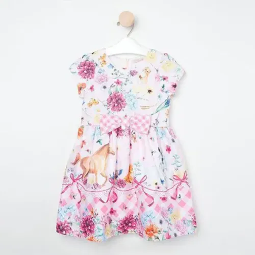 Vestido Infantil Mon Sucré Floral com Laço - Tam. 2