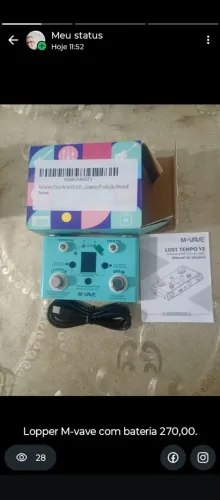 Pedal de Lopper M-vave ja possui bateria embutida. Com cabo, caixa e manual.