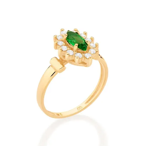 Anel de Formatura Rommanel Com Pedra Verde 520185