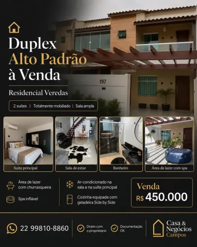 Casa Duplex totalmente mobiliada, à venda no Residencial Veredas