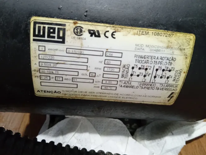 Motor monofásico rpm 1720...220w..novo