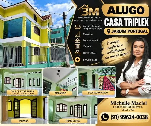 ALUGO - TRIPLEX com 3 quartos (2 suítes) no Jardim Portugal - Augusto Montenegro - Belém