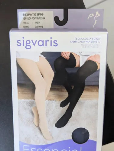 Meia-calça Sigvaris 20-30 mmHg, Preta, Tam. G3