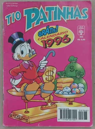 Revista Tio Patinhas 366 com Calendário de 1996