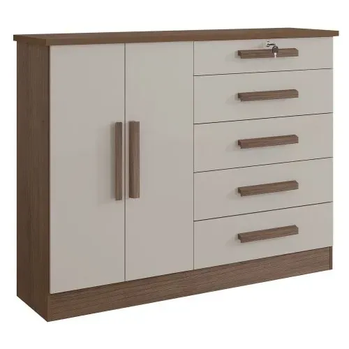Cômoda 5 gavetas e 2 portas