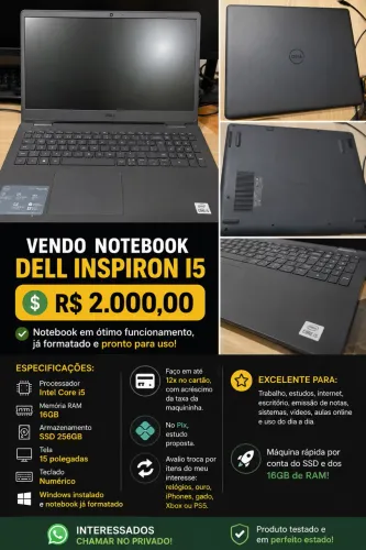Vendo notebook Dell i5 16gb 256gb ssd