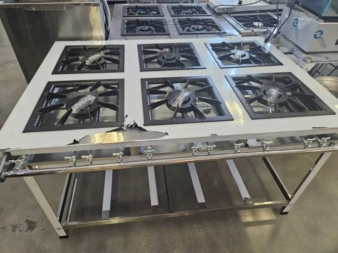 fogão industrial de inox 6 queimadores duplos 40x40 - novo