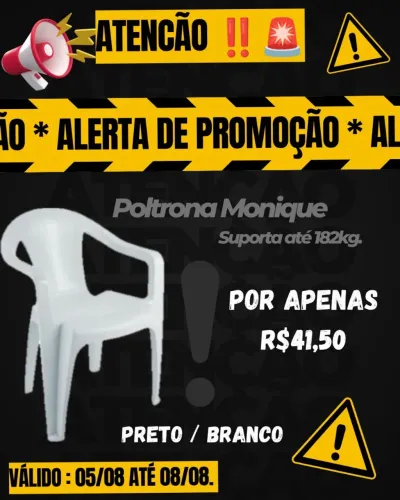Poltrona Monique _ suporta até 182kg na cor preta e branca.