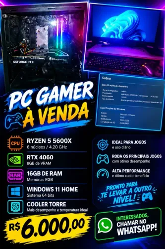 PC gamer 4060 com monitor Samsung Odyssey 34