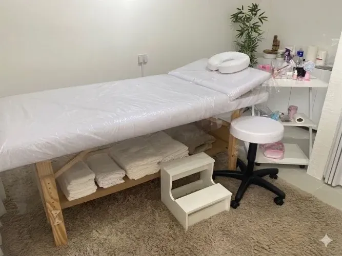 mperdivel- Maca Profissional Estética/Massagem Completa + Mocho + Carrinho Auxiliar