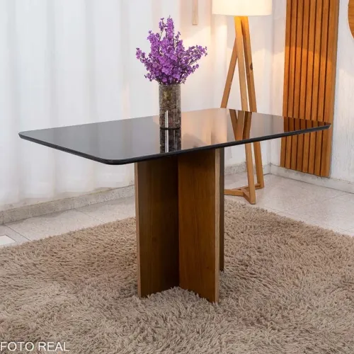 Mesa de Jantar 120x80 Vidro Preto OFERTA rf87