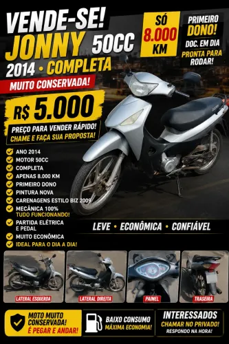 ? JONNY 50CC 2014 - COMPLETA - APENAS 7 MIL KM - R$ 5.000 ?